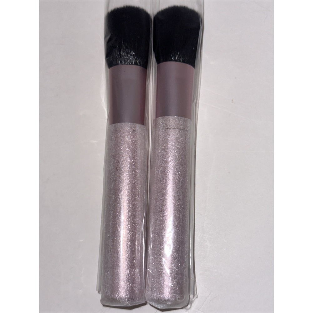 Mally Beauty Makeup Brush Set 2 Piece Metallic Pink Mauve Powder Blush Brushes